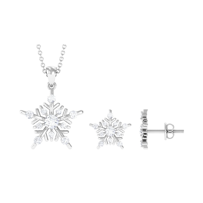Cubic Zirconia Snowflake Jewelry Set