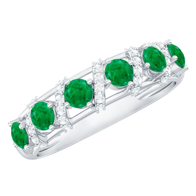 Designer Anniversary Ring with Emerald and Diamond