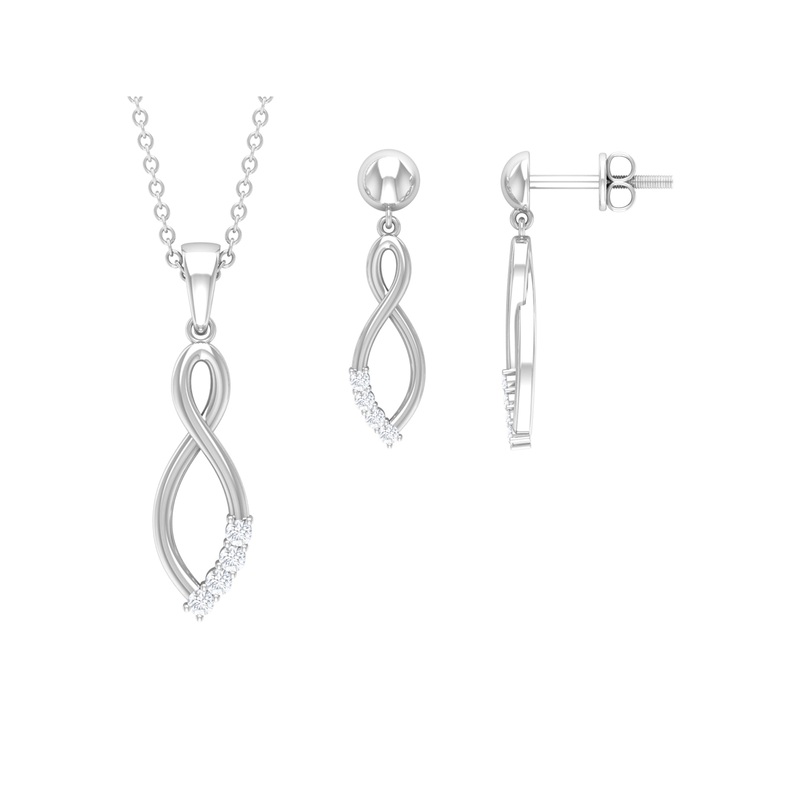 Infinity Diamond Gold Jewelry Set for Ladies