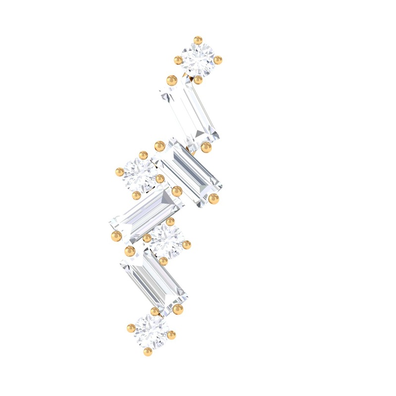 Baguette Diamond Cartilage Earring with Flat Back