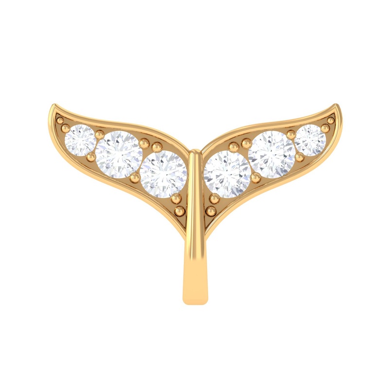 Certified Diamond Dolphin Tail Helix Earring