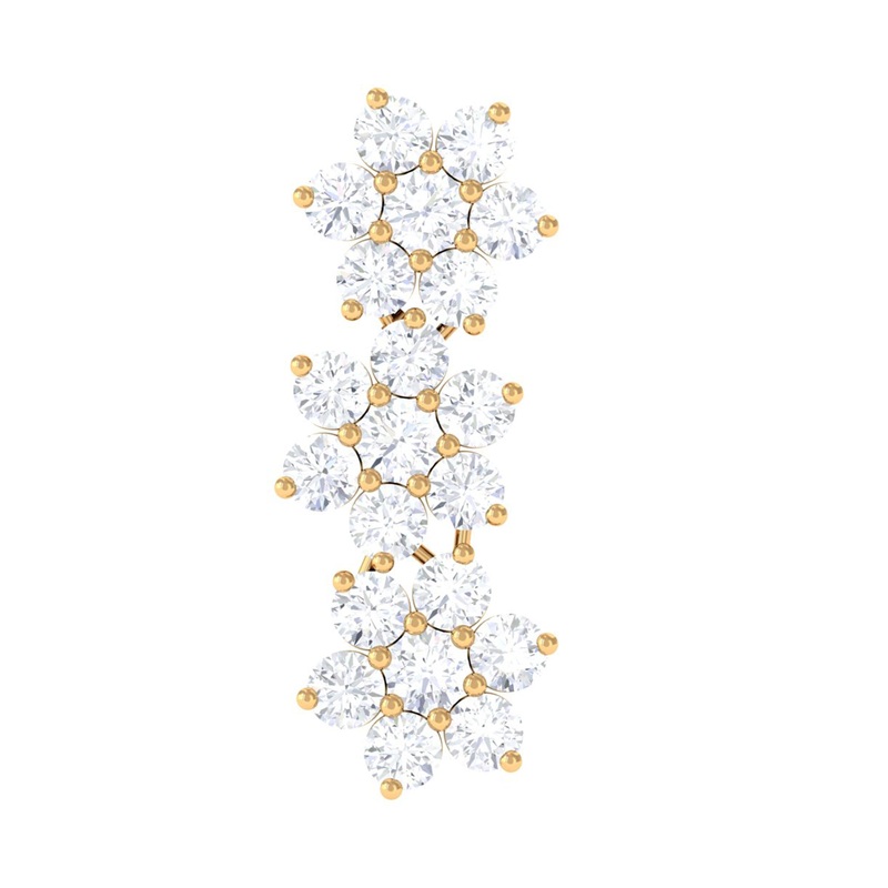 Diamond Three Flower Crawler Earring for Helix Piercing