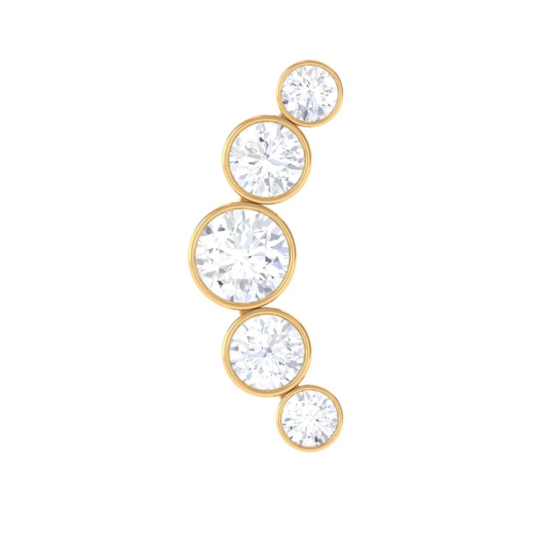 Graduated Diamond Ear Climber Earring in Bezel Setting