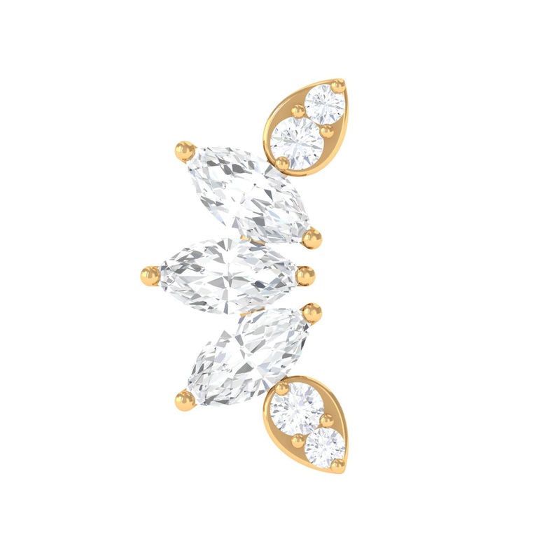 Marquise Diamond Leaf Crawler Earring for Helix Piercing