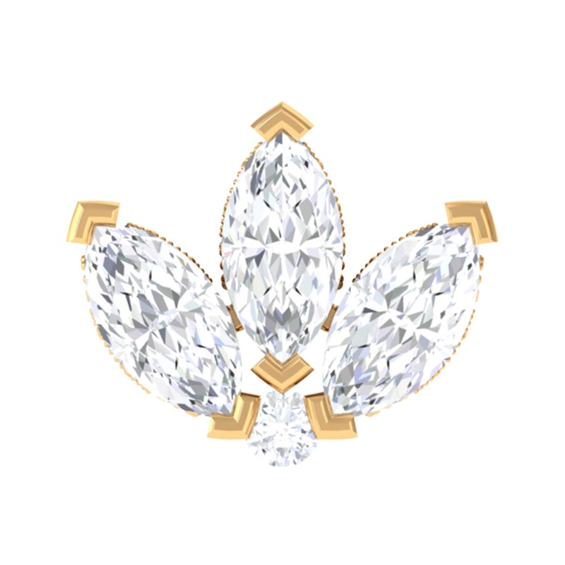 Marquise Diamond Lotus Flower Earring for Helix Piercing