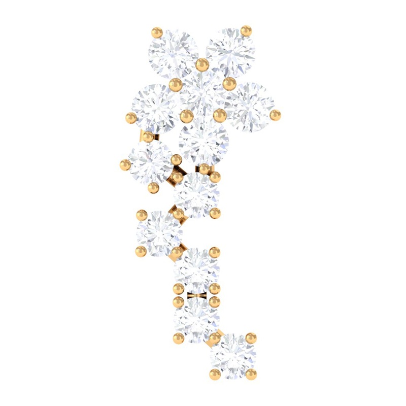 Natural Diamond Flower Cluster Earring for Helix Piercing