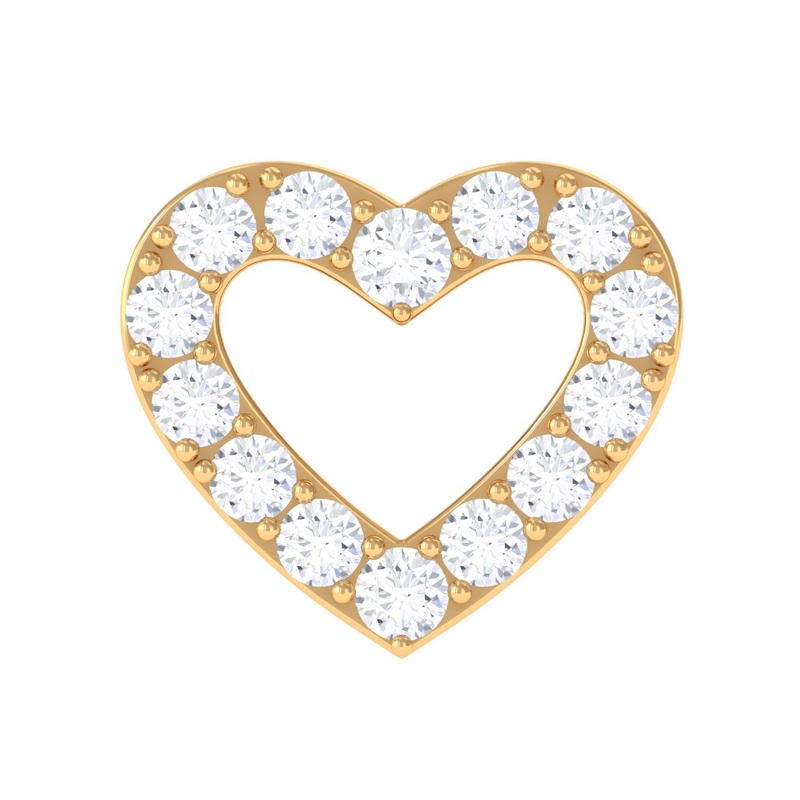 Natural Diamond Open Heart Earring for Helix Piercing