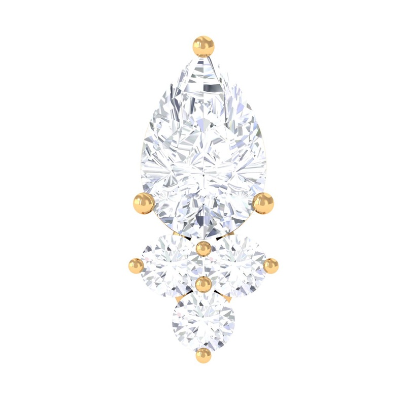 Pear Shape Diamond Cluster Earring for Helix Piercing