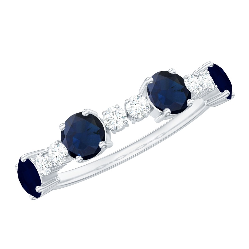 Real Blue Sapphire and Diamond Eternity Ring
