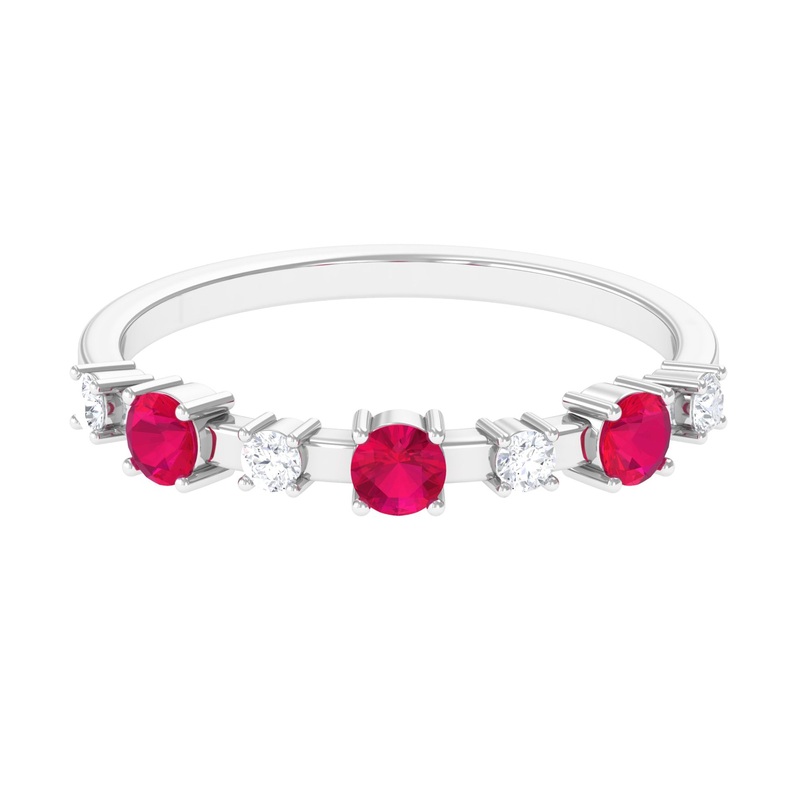 Semi Eternity Ring with Ruby and Diamond