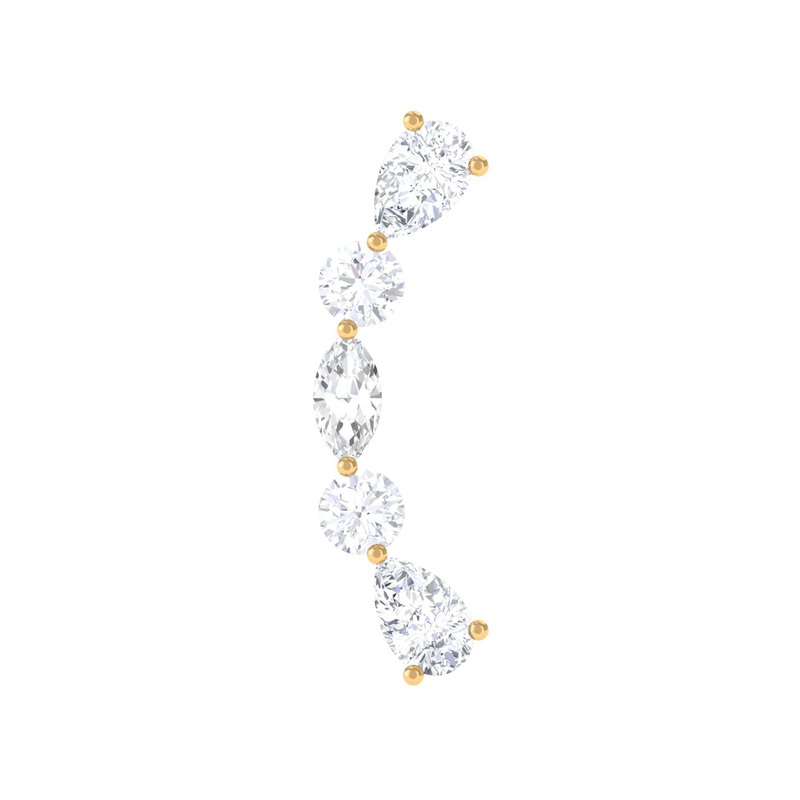 Simple Diamond Curved Crawler Earring for Helix Piercing