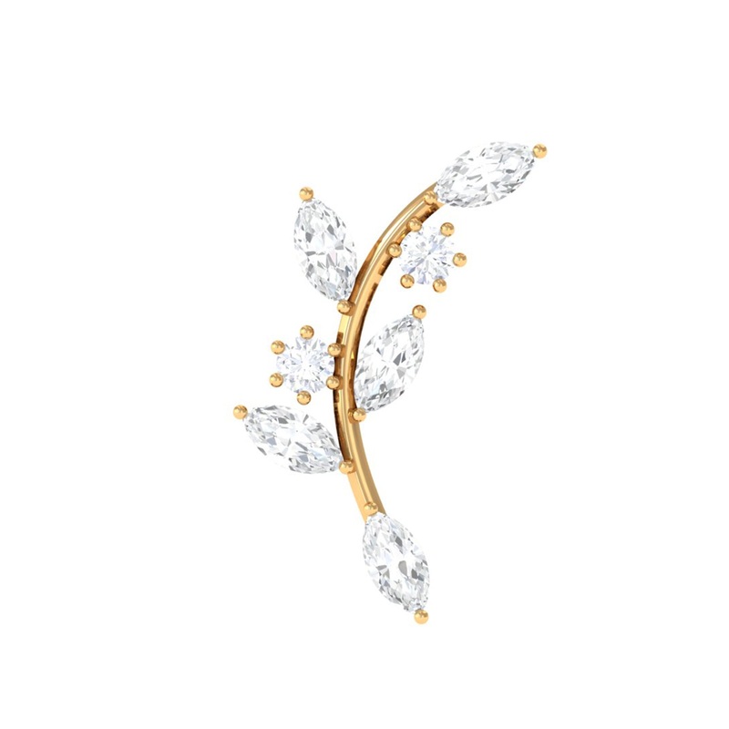 Womens Marquise Diamond Leaf Crawler Earring
