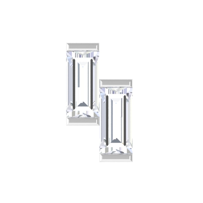 Baguette Diamond Two Stone Helix Earring