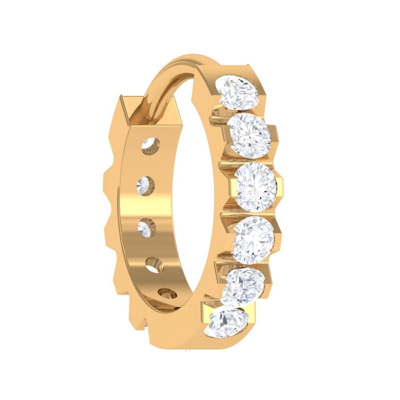 Natural Diamond Helix Huggie Hoop Earring