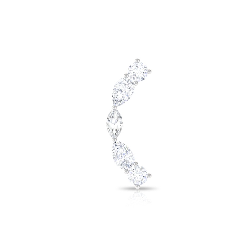 Pear Diamond Ear Crawler Earring for Helix Piercing