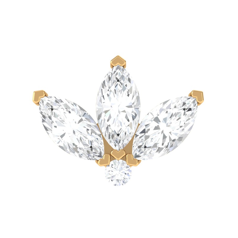 Real Diamond Floral Lotus Earring for Cartilage Piercing