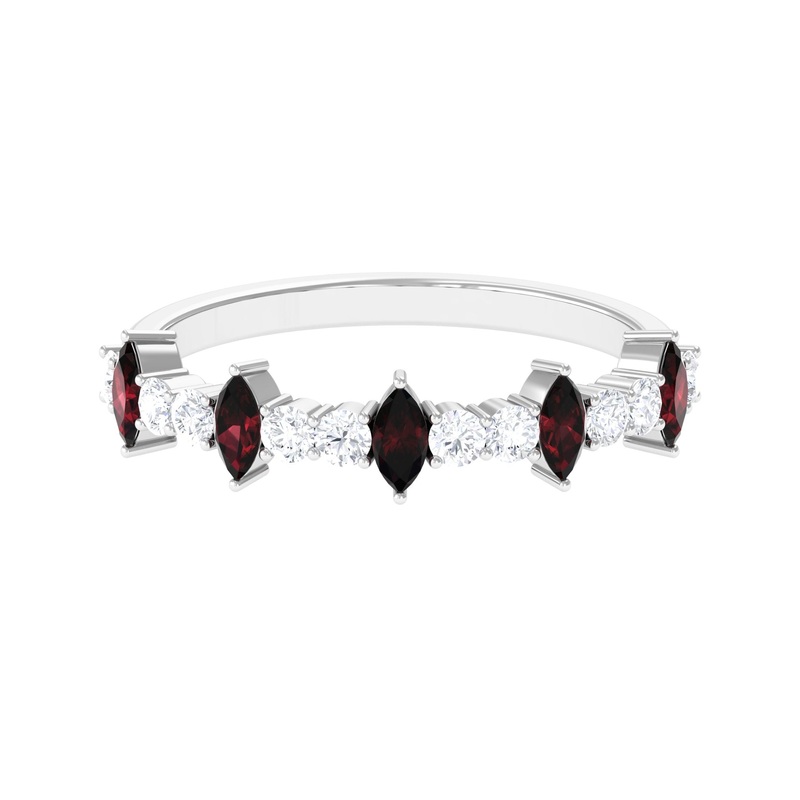 Real Garnet Eternity Anniversary Band Ring with Diamond