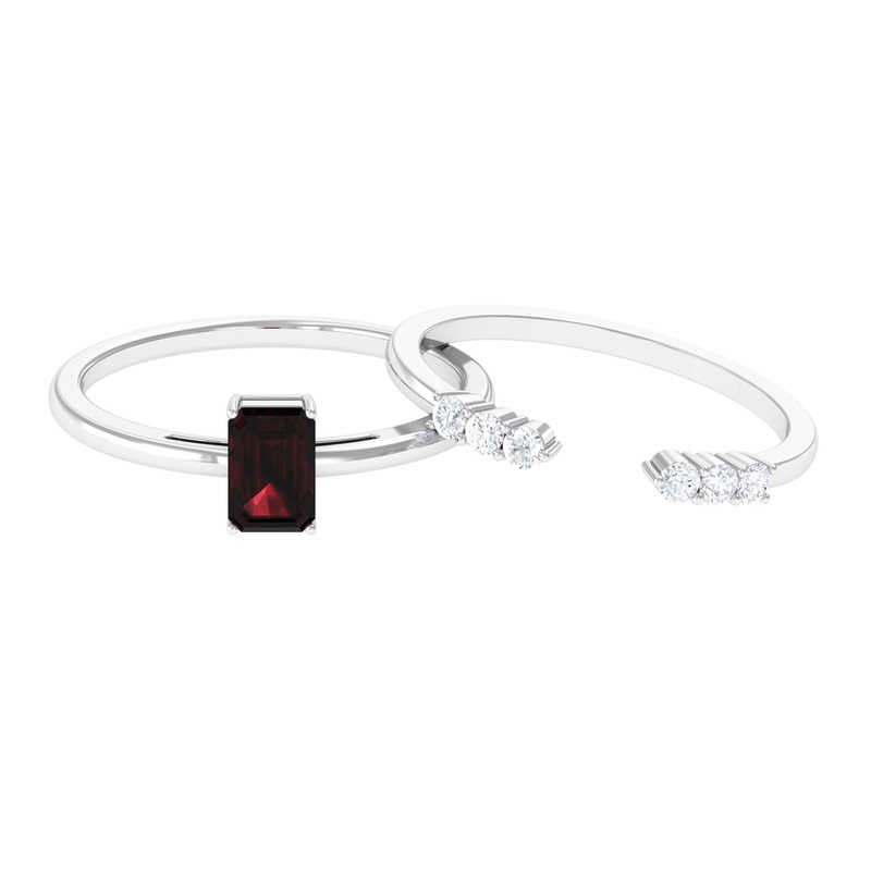 Real Garnet and Diamond Ring Set