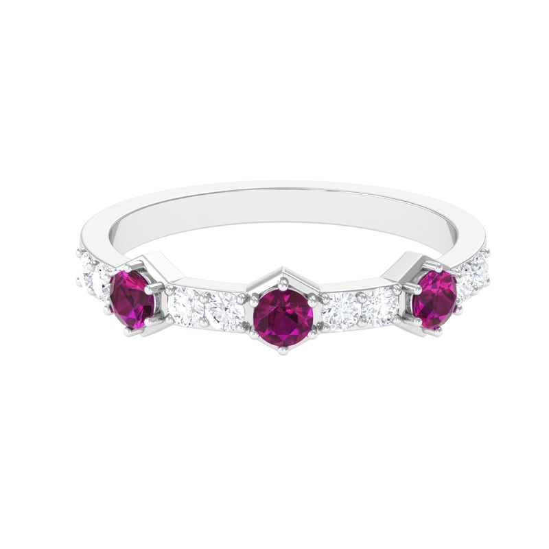 1 CT Rhodolite and Diamond Minimal Half Eternity Ring