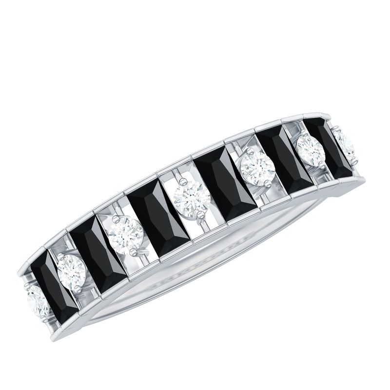 Real Black Spinel and Diamond Eternity Ring