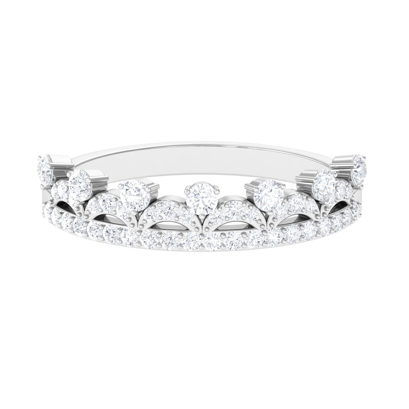 Round Diamond Crown Half Eternity Ring