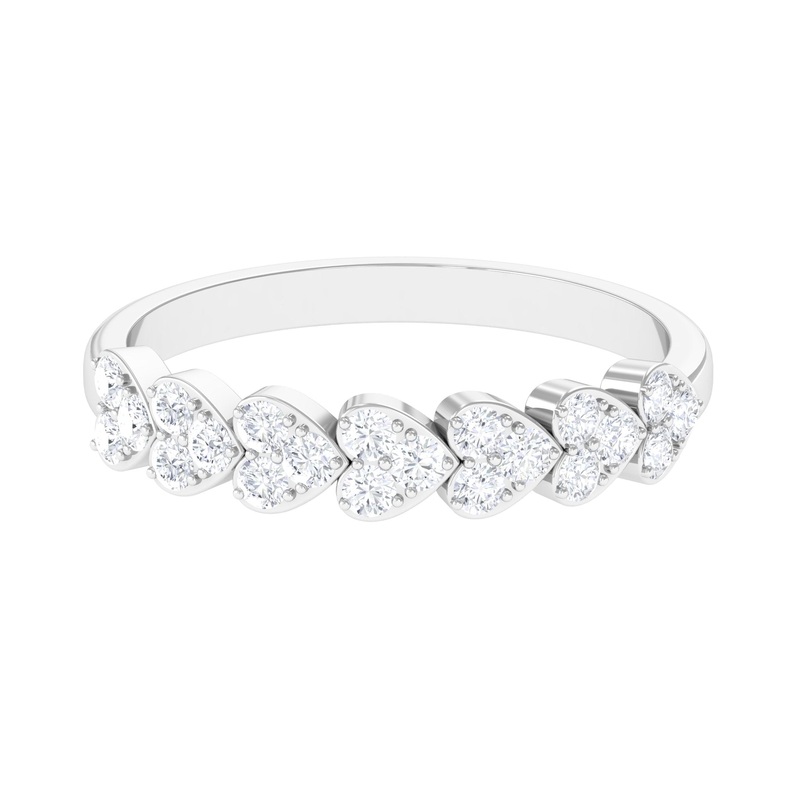 Round Diamond Heart Half Eternity Ring