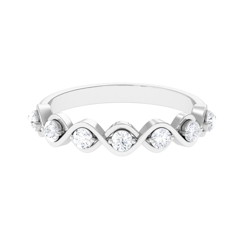 Round Shape Real Diamond Infinity Half Eternity Ring