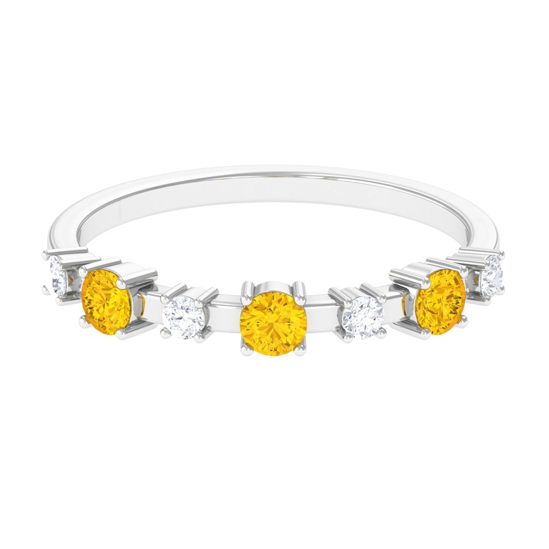Yellow Sapphire and Diamond Half Eternity Ring
