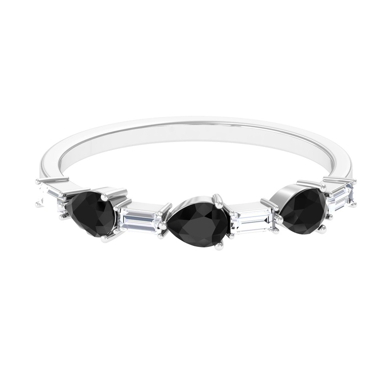 1 CT Black Onyx and Diamond East West Half Eternity Ring