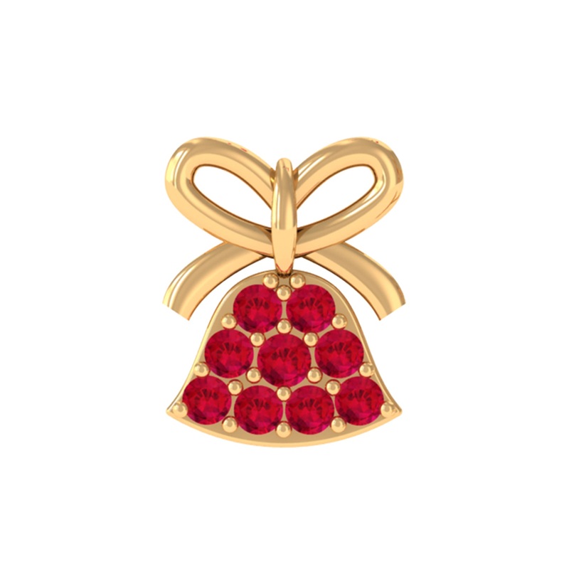 Created Ruby Christmas Jingle Bell and Bow Cartilage Earring