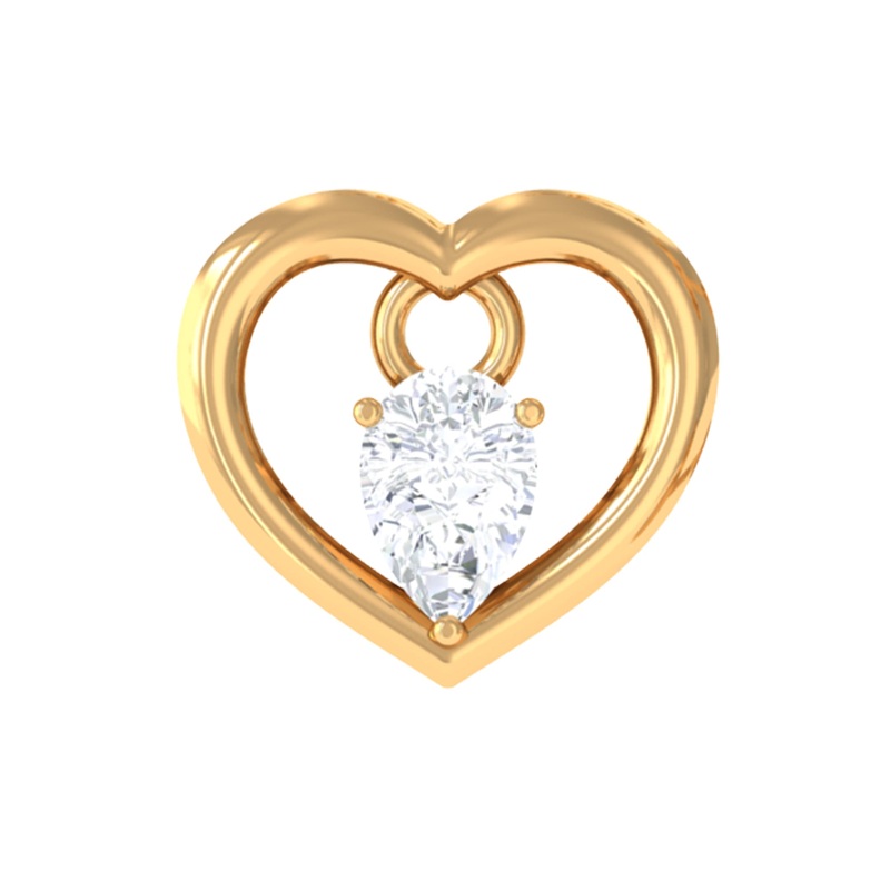 Pear Moissanite Gold Heart Earring for Helix Piercing