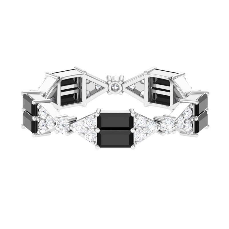 Real Black Onyx and Diamond Full Eternity Ring