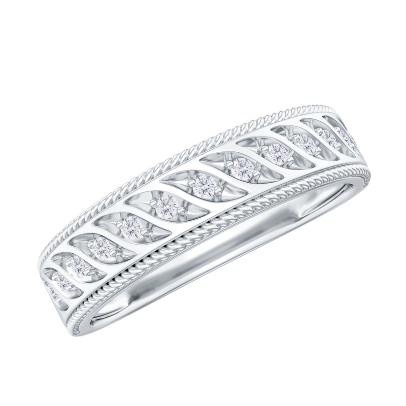 Round Diamond Designer Wedding Band Ring with Twisted Rope