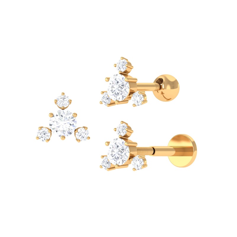 Simple Round Moissanite Cluster Cartilage Earring
