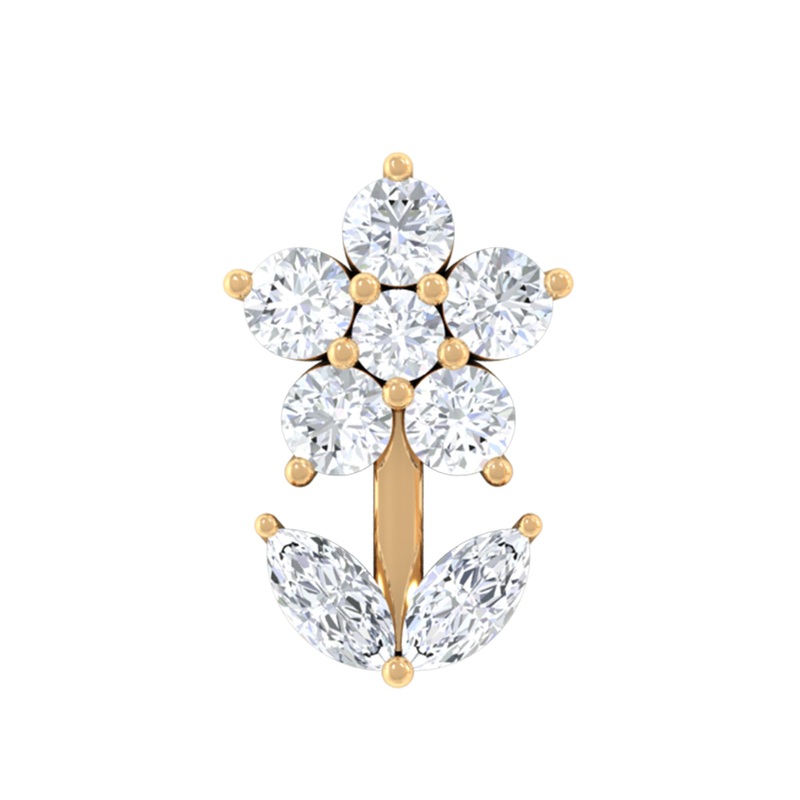 0.25 CT Moissanite Flower Cartilage Earring in Gold