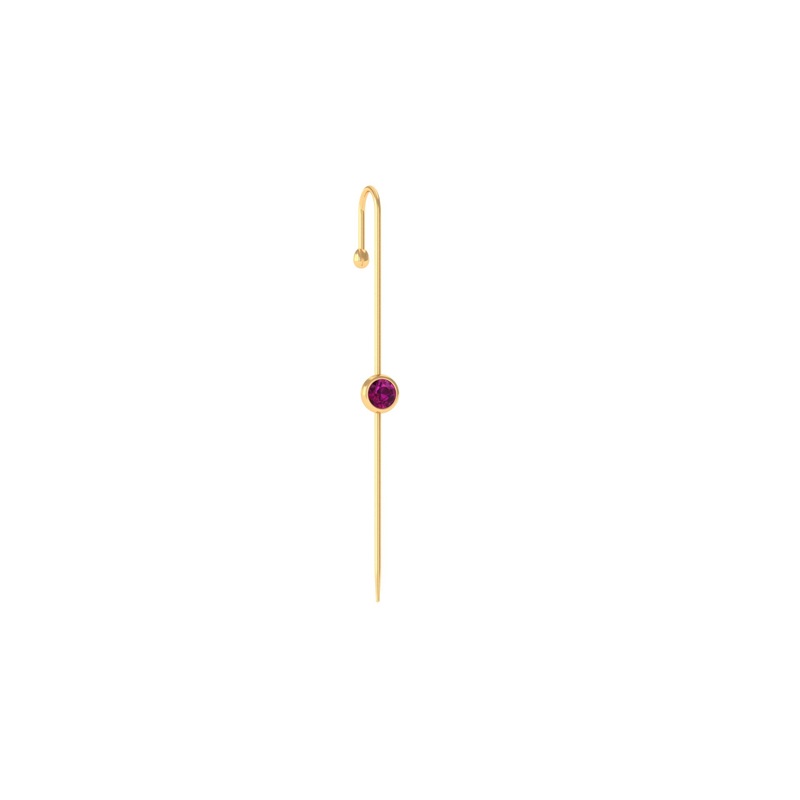 5 MM Round Rhodolite Solitaire Ear Pin in Bezel Setting
