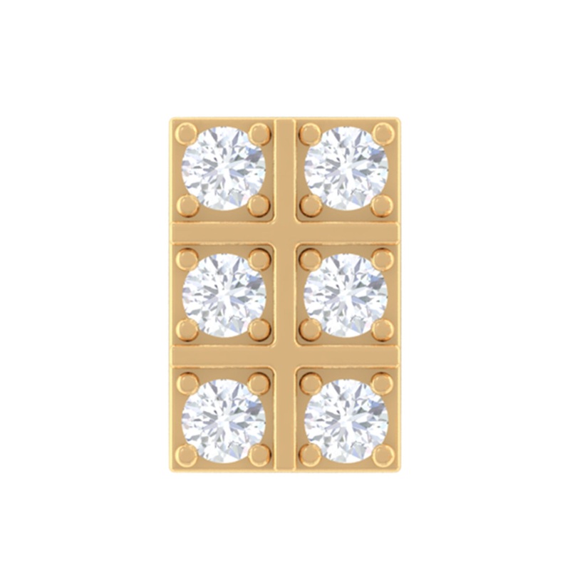 April Birthstone Real Diamond Bar Rook Earring in Gold