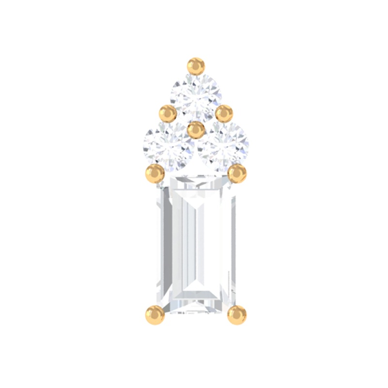 Baguette and Round Cut Moissanite Cluster Cartilage Earring