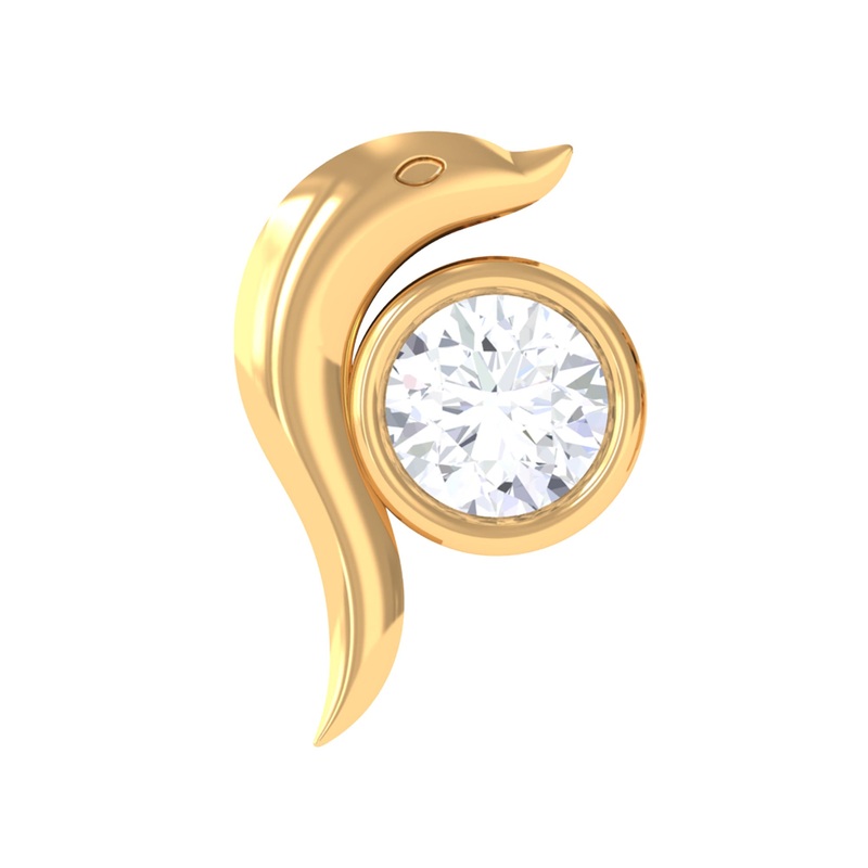 Bezel Set Round Shape Dainty Diamond Dolphin Nose Pin