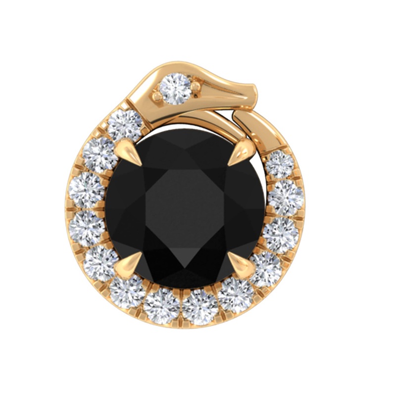 Black Onyx Snake Helix Earring with Moissanite