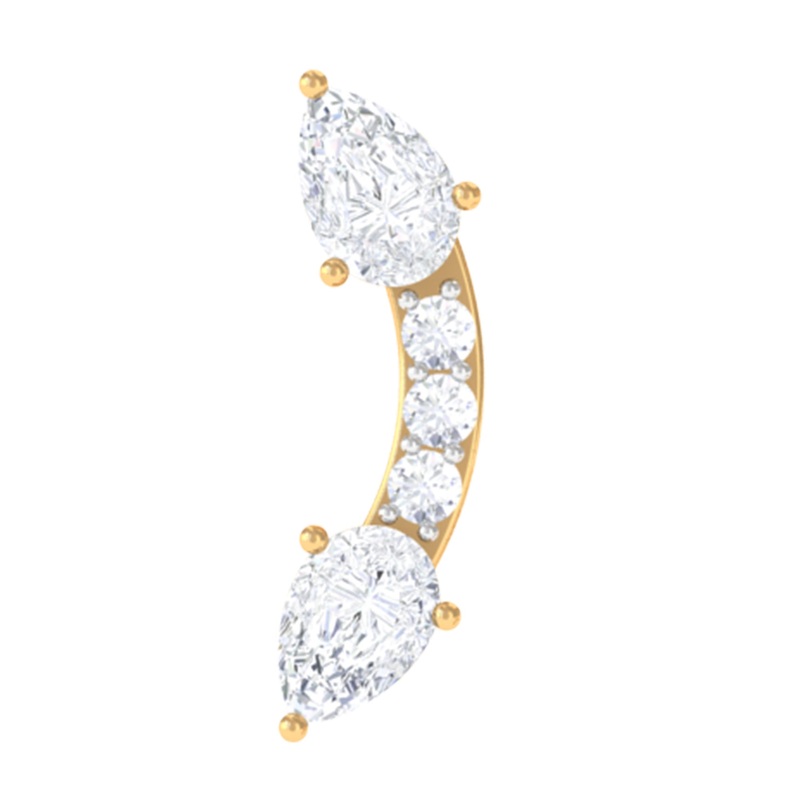 Certified Moissanite Curved Cartilage Earring