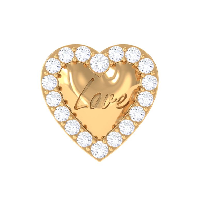 Certified Moissanite Love Heart Earring for Helix Piercing
