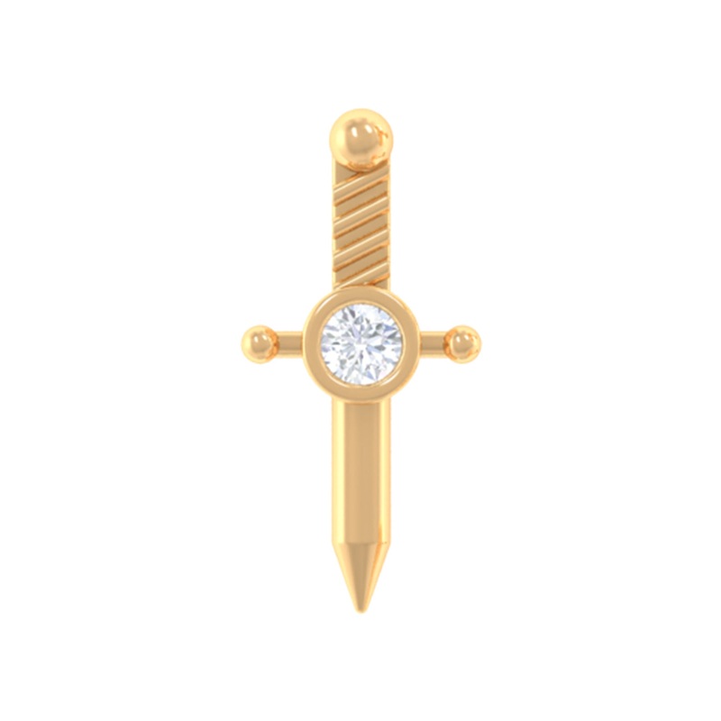Dainty Diamond Sword Earring for Cartilage Piercing