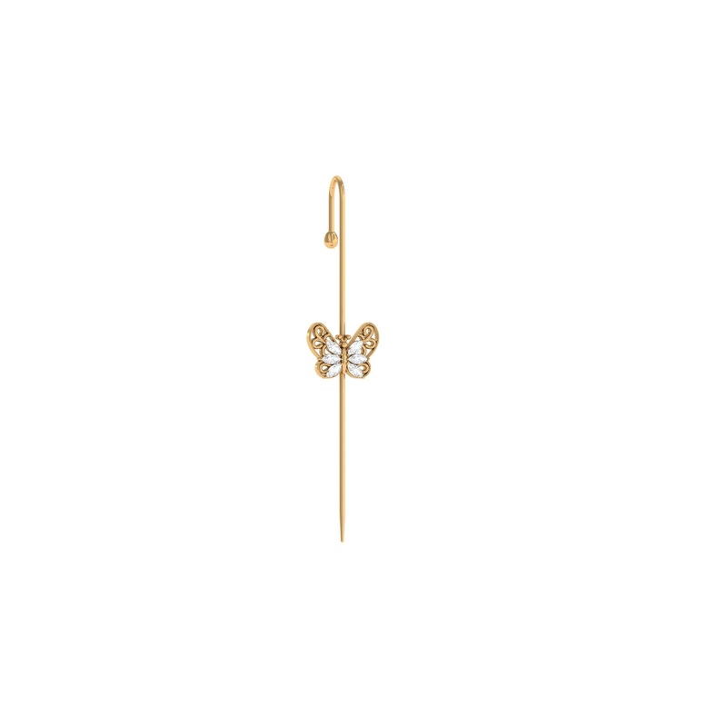 Elegant Certified Moissanite Butterfly Ear Pin Earring