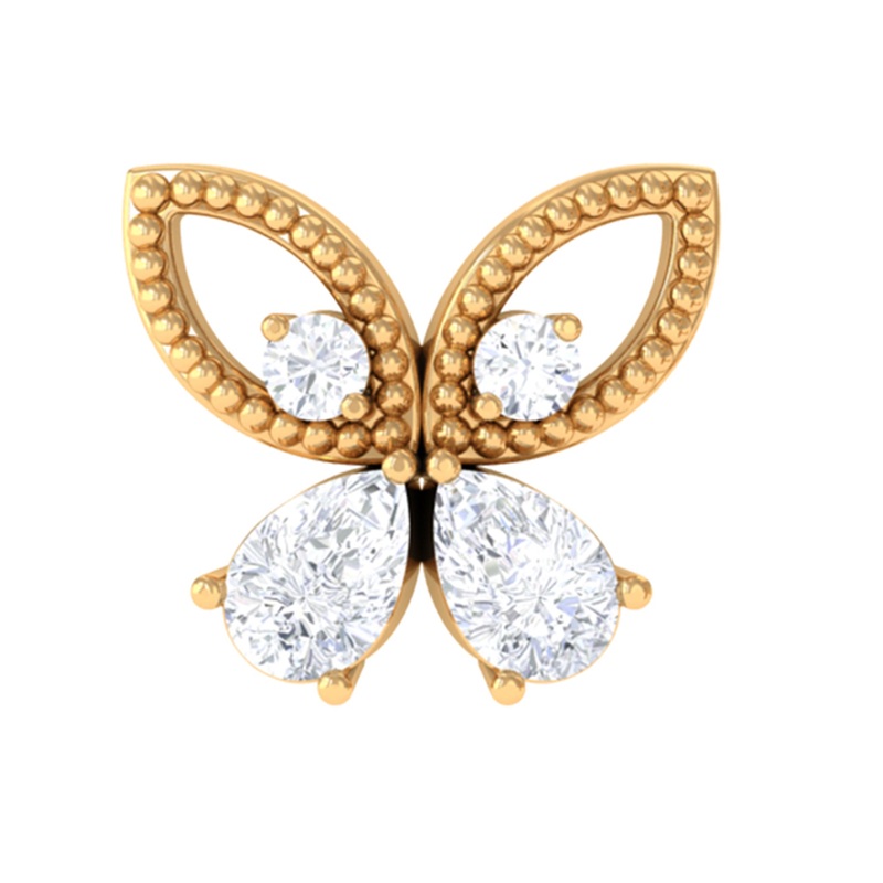 Elegant Pear Moissanite Butterfly Cartilage Earring