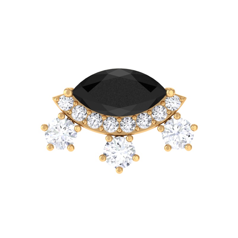 Genuine Black Onyx Gothic Cartilage Earring with Moissanite