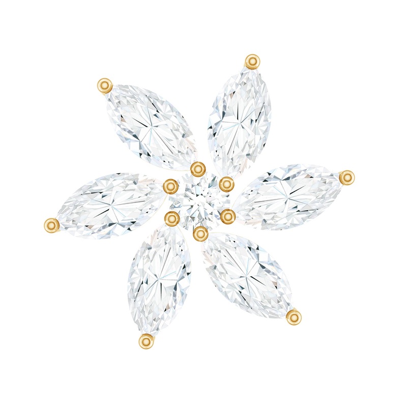 Marquise Moissanite Flower Earring for Cartilage Piercing