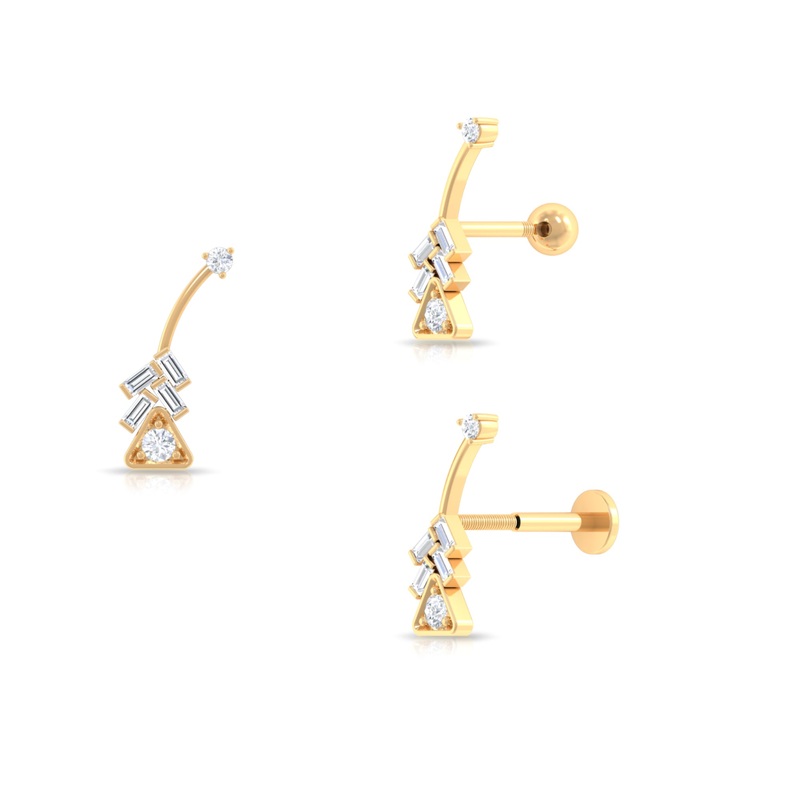 Moissanite Arrow Crawler Earring for Helix Piercing