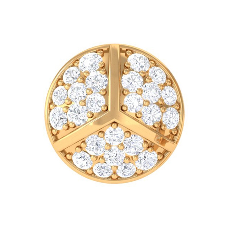 Moissanite Gold Round Cartilage Stud Earring