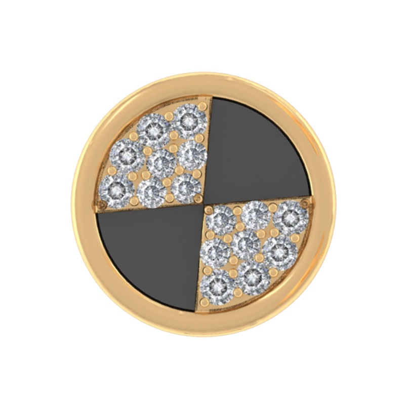 Moissanite Gold Round Conch Earring with Black Enamel